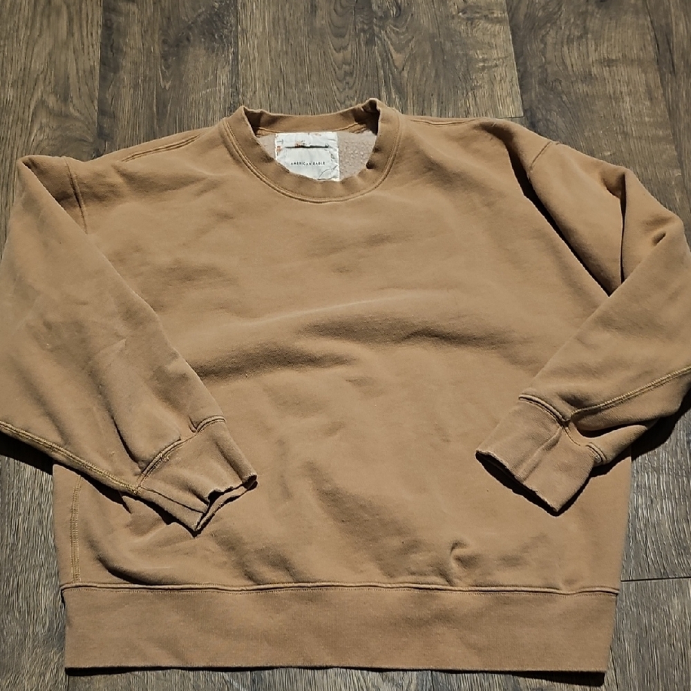 American Eagle Outfitters Sweatshirt Tan Small Women Activewear Fur Soft